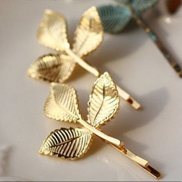 NEW 2 Piece Gold Leaf Hair Pin Set - Picture 3 of 3